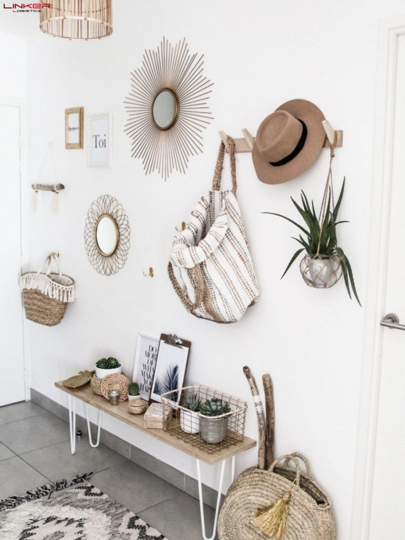 Khung gương mây tre đan trang trí tường